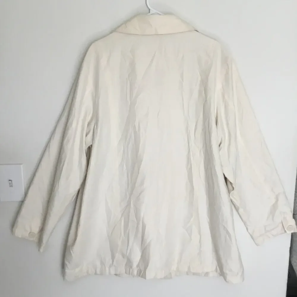 London Fog Cream Off White Double-Breasted Ligth weight Trench Coat Sz XL - Picture 3 of 8